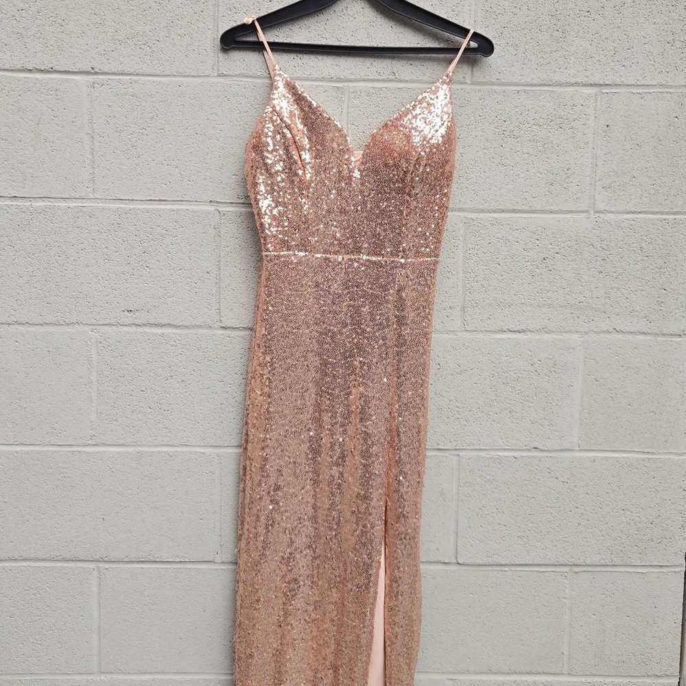 B. Smart Rose Gold Sequin Prom Dress